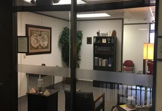 Glass door into the Clear Lake counseling office